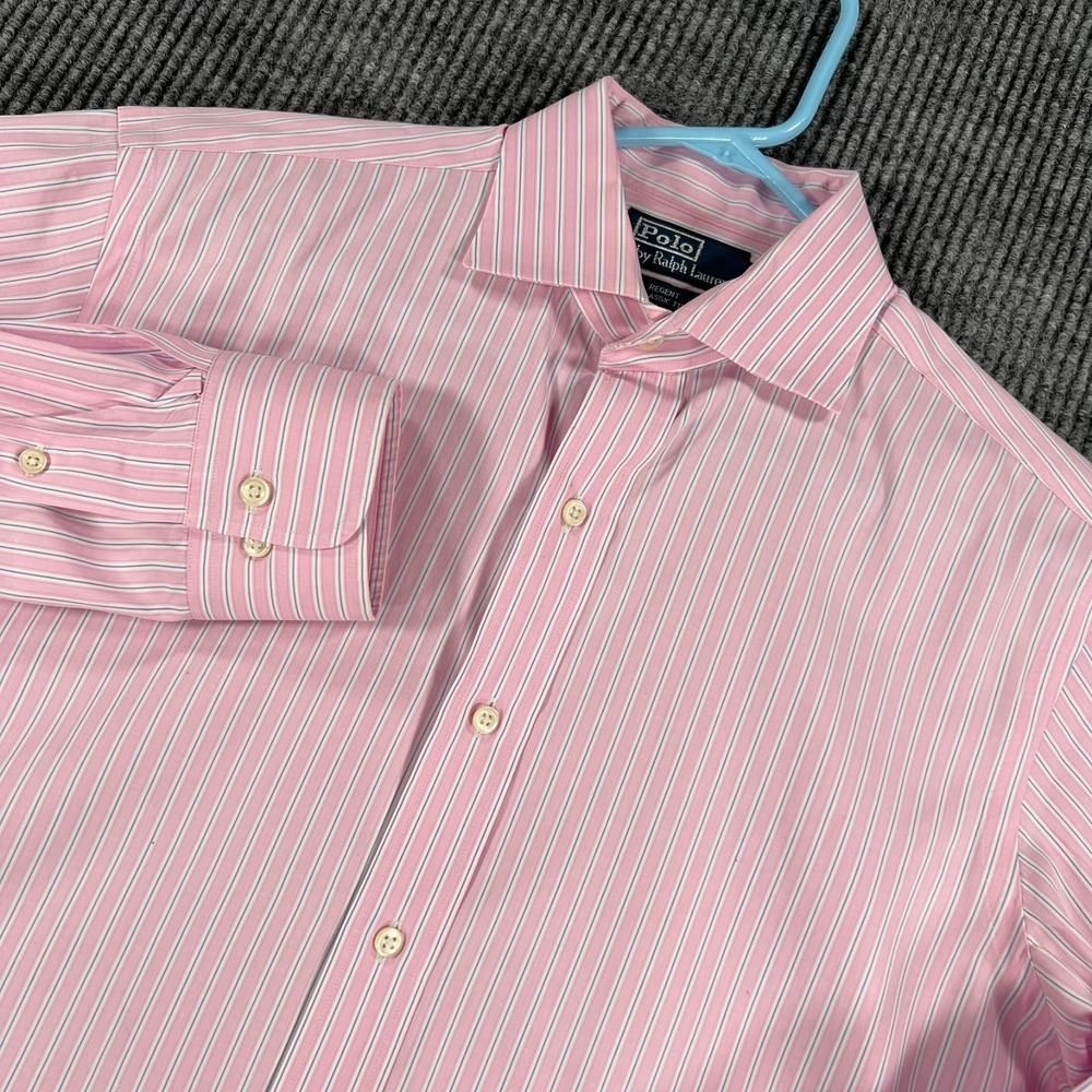 Polo Ralph Lauren Regent Classic Fit Shirt Mens 15.5 Medium Pink Striped Button